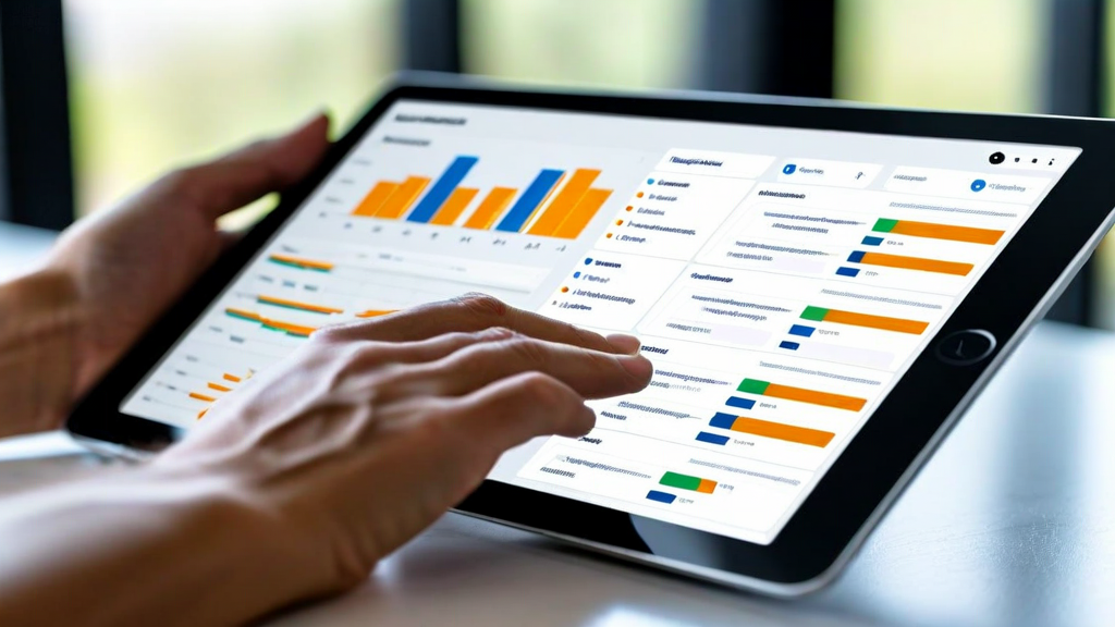 AI project scheduling dashboard on construction site tablet