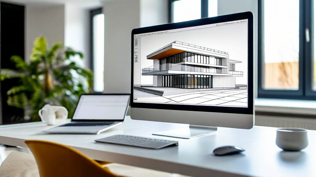 BIM 3D building model visualization on screen